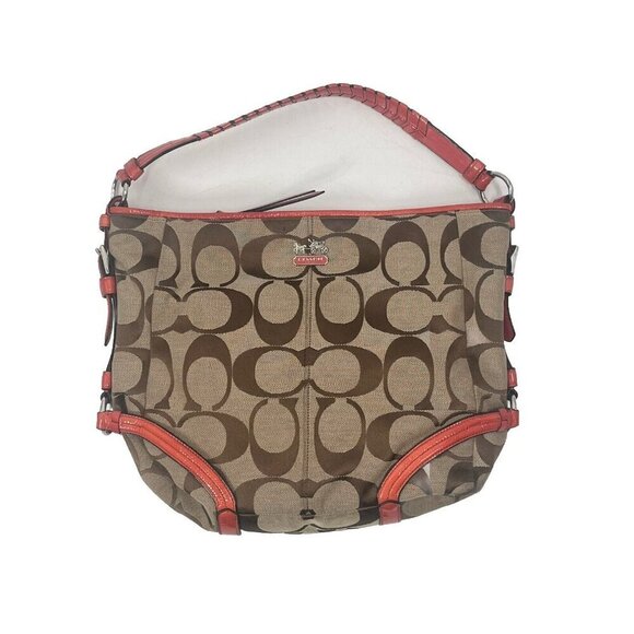 Coach Chelsea Brown Signature C Canvas Shoulder Bag Orange Leather M1120-18903 - Picture 1 of 8